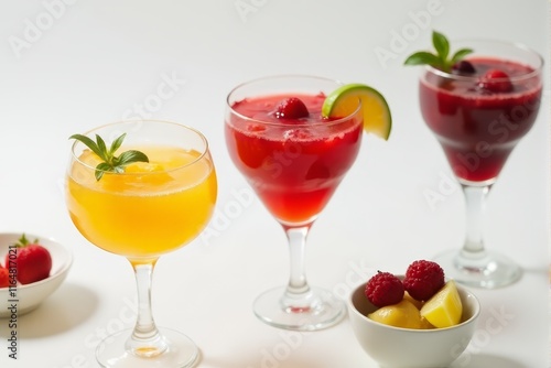 Wallpaper Mural Vibrant fruit sorbets served in minimal glassware with fresh fruit slices Torontodigital.ca