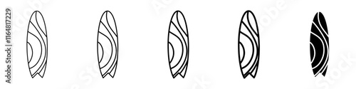 surf board icon Simple thin line logo set