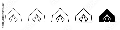 tent icon Simple thin line logo set