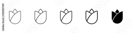 tulip icon Simple thin line logo set