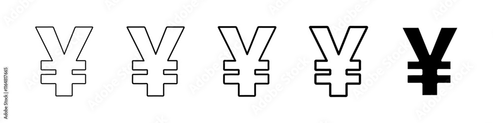 Obraz premium yen icon Simple thin line logo set