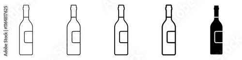 wine icon Simple thin line logo set