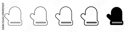 winter glove icon Simple thin line logo set