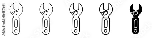 wrench icon Simple thin line logo set