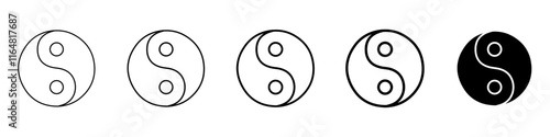 ying yang icon Simple thin line logo set