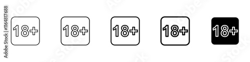 18 plus icon Simple thin line logo set
