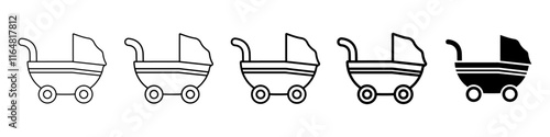 baby cart icon Simple thin line logo set