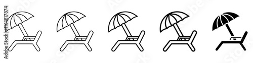 beach chair icon Simple thin line logo set