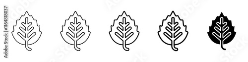 brich leaf icon Simple thin line logo set