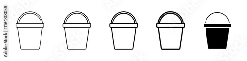 bucket icon Simple thin line logo set