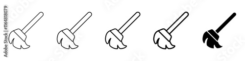 broom icon Simple thin line logo set