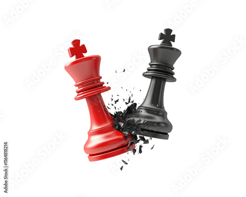 High-Quality PNG red chess king crushing black king on transparent background