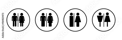 Toilet icon vector isolated on white background. Toilet sign. Man and woman restroom sign vector. Male and female icon