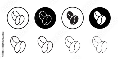 Coffee beans icon Thin line vector illustration set