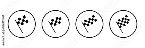 Race flag icon vector isolated on white background. Competition sport flag line vector icon. Racing flag. Start finish flag. Checkered. Start