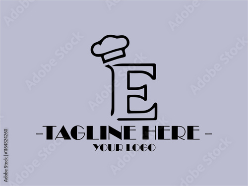 It depicts a chefs hat atop letter E Chefs hat and E design symbolizing culinary expertise suitable for restaurant logos, food blogs, and cookingrelated projects