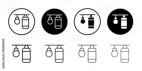 Punching bag icon Thin line vector illustration set