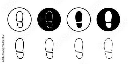 Shoe print icon Thin line vector illustration set