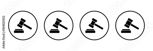 Gavel icon vector isolated on white background. Hammer icon vector. Judge Gavel Auction Icon Vector. Bid
