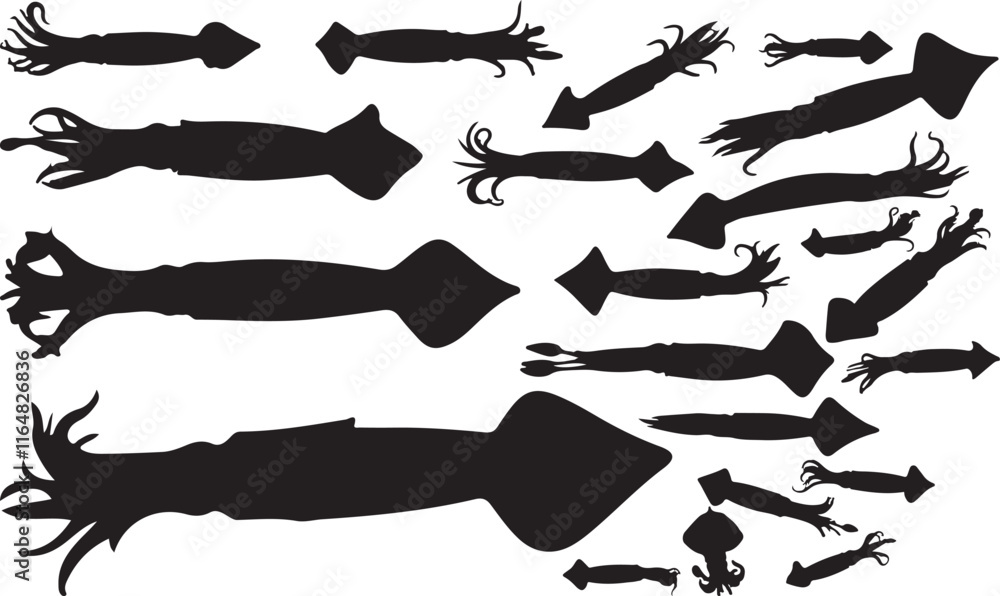 Giant Squid Silhouettes Collection Giant Squid Silhouettes Collection
