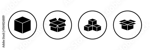 Box icon vector isolated on white background. Cardboard box, packaging open. Box vector icon