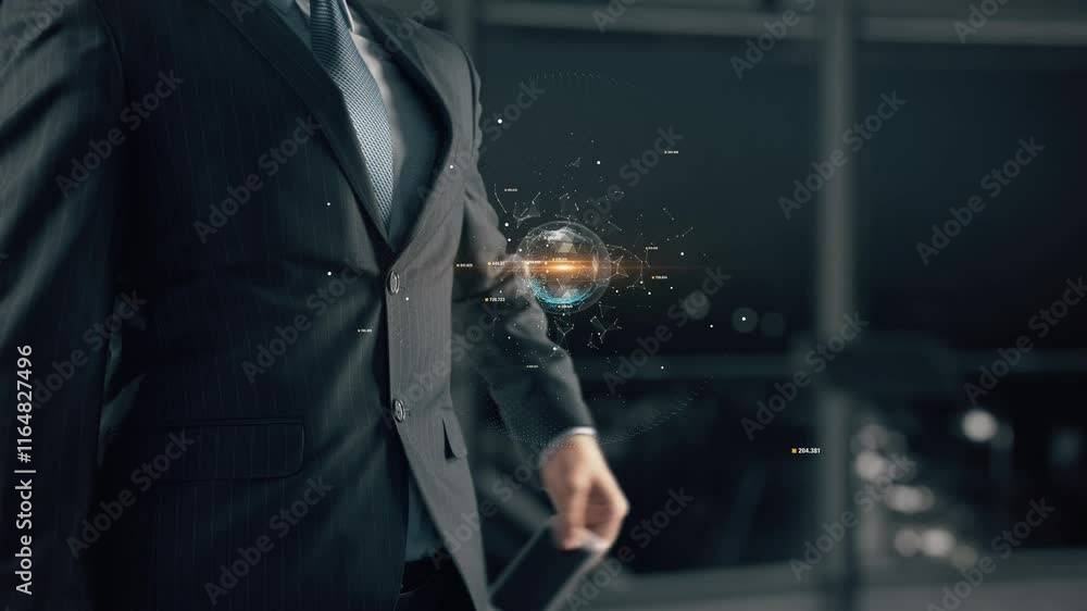 AI CYBER security- businessman working with virtual reality at office. AI CYBER security- businessman working with virtual reality at office.