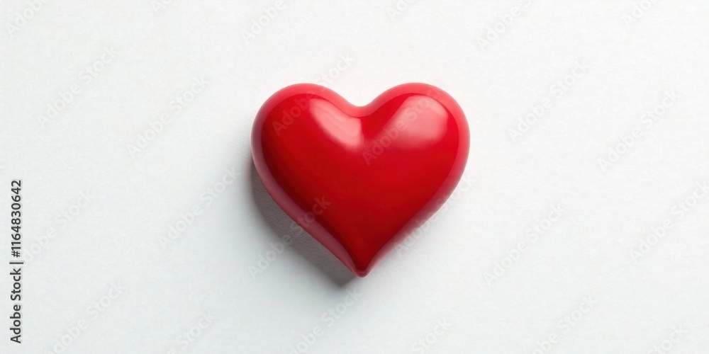 A single red heart shape object on a plain white background, a symbol of affection and love A single red heart shape object on a plain white background, a symbol of affection and love