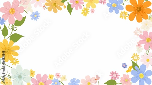 frame with flowers and butterflies