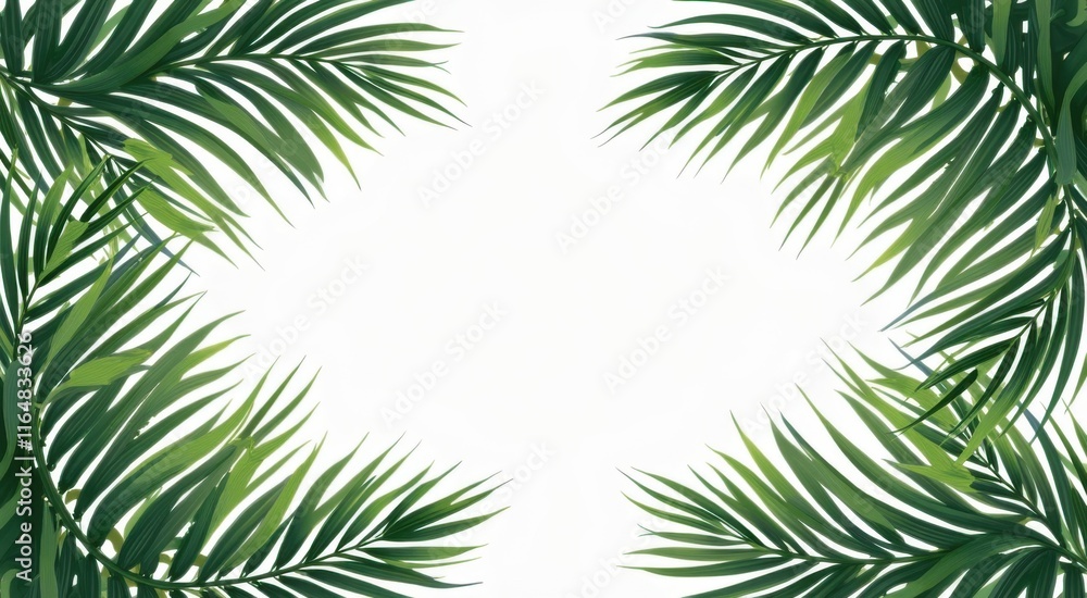 A close up of a palm leaf frame with a white background A close up of a palm leaf frame with a white background
