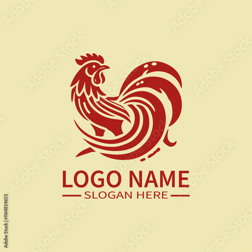 Chinese Rooster Zodiac Logo Design, Mythical Rooster Logo, Oriental Rooster Logo, Diligence and Courage Logo, Festival 