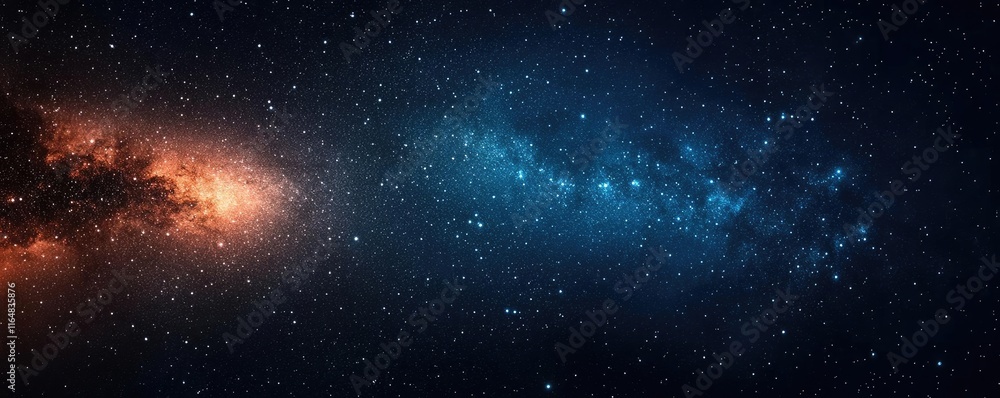 Fototapeta premium Starry abstract background idea. A stunning cosmic landscape showcasing galaxies in vibrant colors against a starry backdrop.
