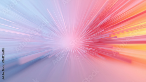 Explosive burst of pink  orange  and blue streaks radiating outward  symbolizing energy and motion.