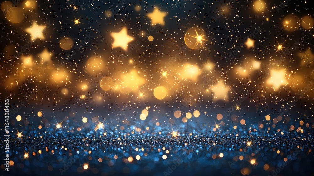 Obraz premium Starry abstract background idea. Beautiful sparkling stars with a golden glow creating a magical atmosphere.