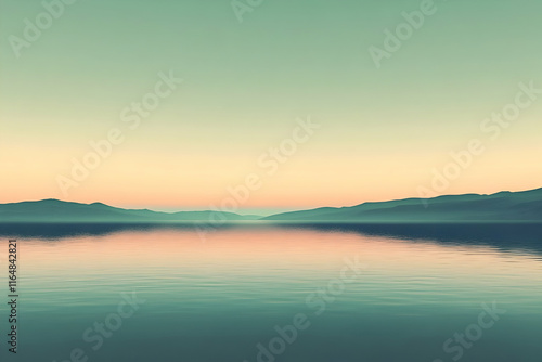 Wallpaper Mural Serene 3D Mountain Lake Illustration Torontodigital.ca