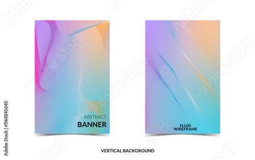 VERTICAL BACKGROUND 29 EDITABLE COLORFUL COVER DESIGN, WITH FLUID WIREFRAME ARTWORK FOR A LOT OF DESIGN NEEDS