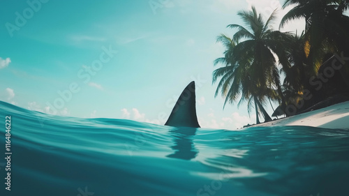 Shark swimming near beach
