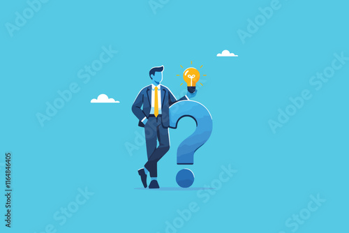From Doubt to Discovery, A Businessman Balancing the Weight of Questions and the Spark of Solutions
