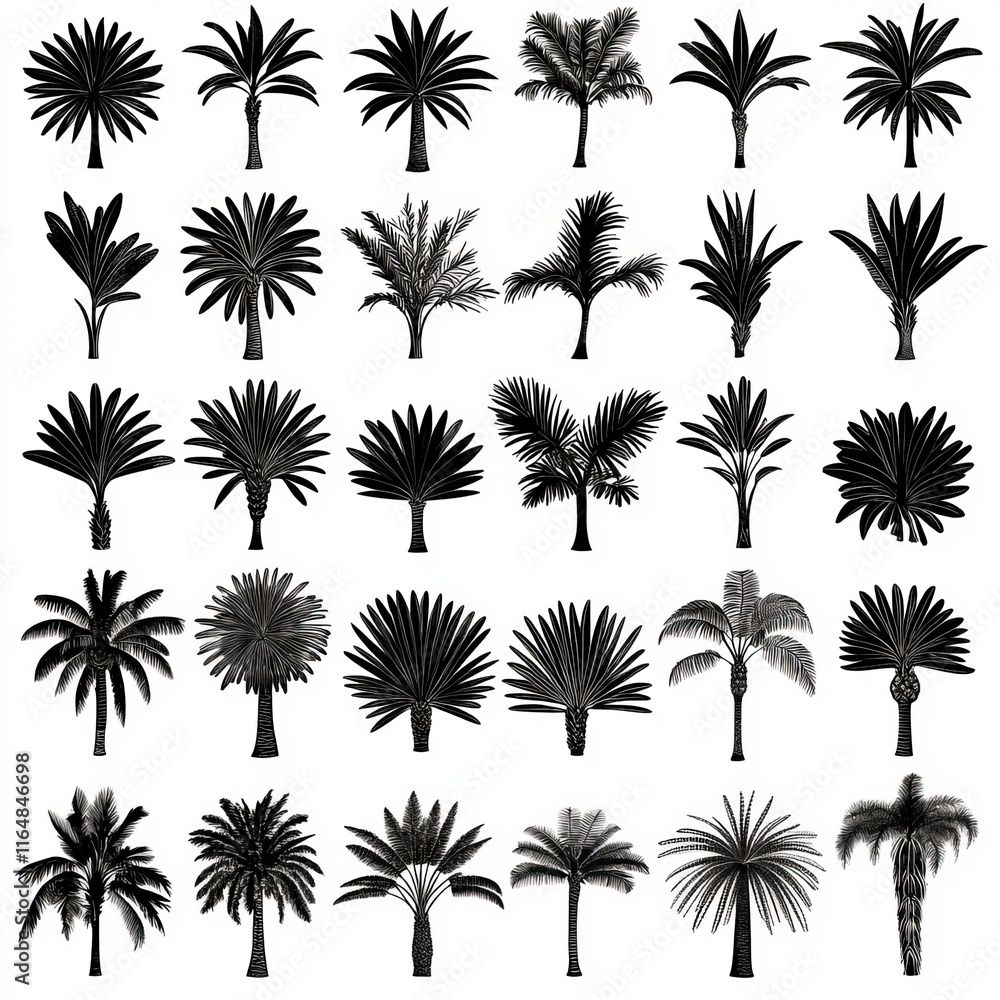 Collection of various palm tree silhouettes. (1) Collection of various palm tree silhouettes. (1)