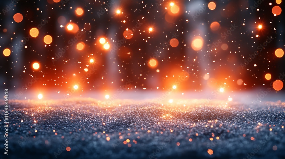 Obraz premium Glittering Snow With Warm Lights Background