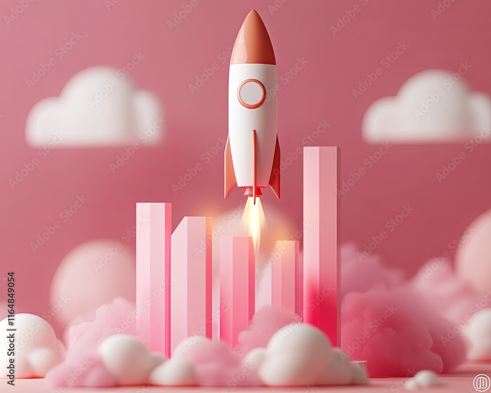 high impact market strategies, Minimalist Rocket Launching in Market Strategy Concept, Blur Background high impact market strategies, Minimalist Rocket Launching in Market Strategy Concept, Blur Background