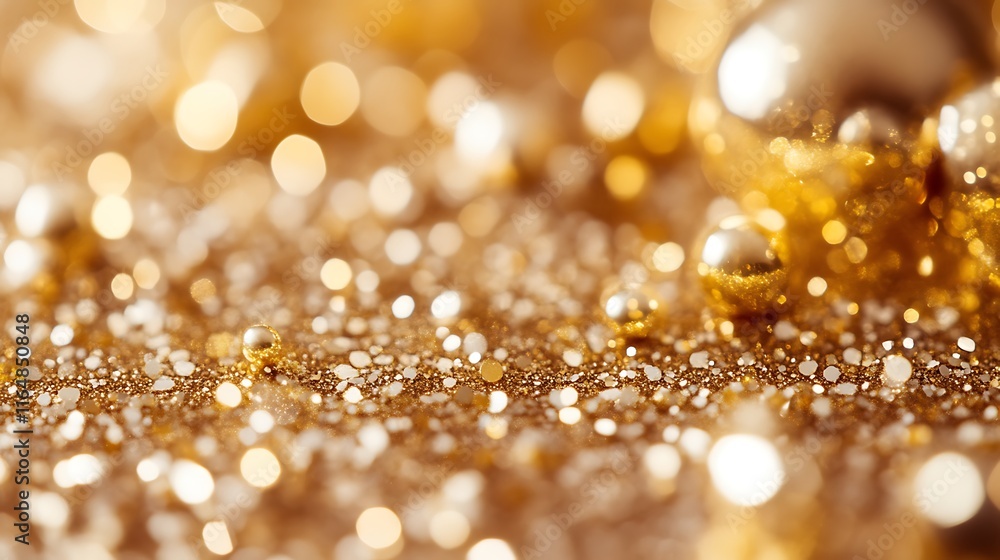 Golden Glitter Background With Sparkling Ornaments Golden Glitter Background With Sparkling Ornaments