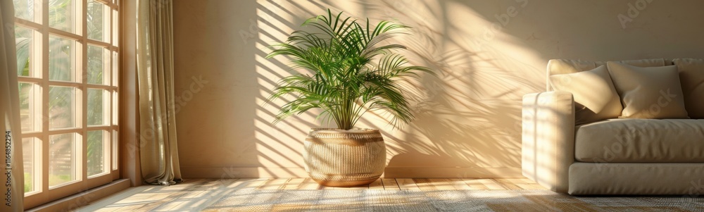 There is a plant in a pot sitting in a room There is a plant in a pot sitting in a room