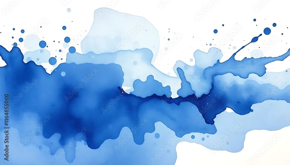 Abstract Blue Ink Splashes and Drips on White Background Abstract Blue Ink Splashes and Drips on White Background