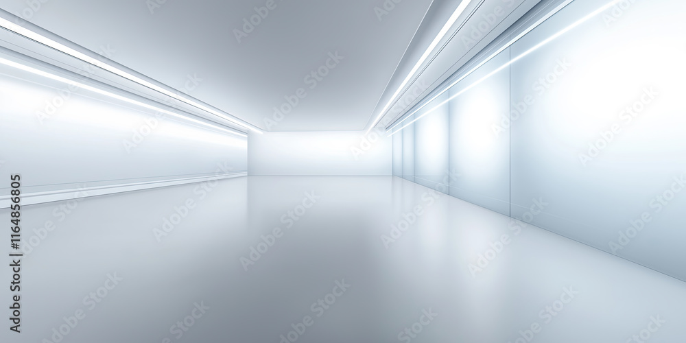 Empty space inside futuristic room, showroom, spaceship, hall or studio in perspective. Include ceiling, hidden light, white floor and abstract shape. Modern interior background of future, technology. Empty space inside futuristic room, showroom, spaceship, hall or studio in perspective. Include ceiling, hidden light, white floor and abstract shape. Modern interior background of future, technology.