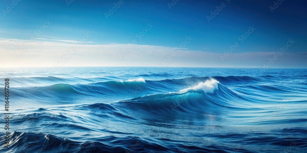 Ocean Waves Crashing Under a Vibrant Blue Sky Ocean Waves Crashing Under a Vibrant Blue Sky