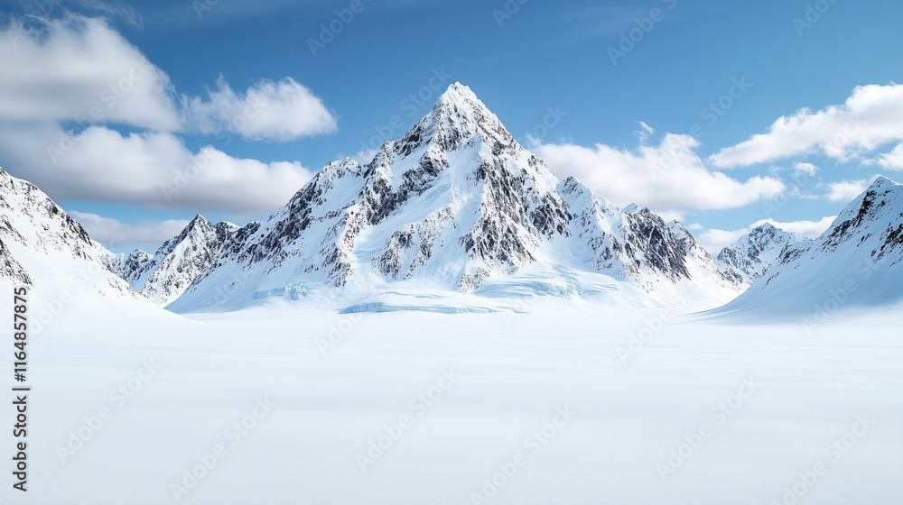 Obraz premium Majestic snow covered mountain peak under clear blue sky