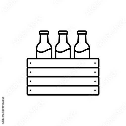 Beer bottle case icon,vector flat black simple linear illustration for web and app..eps