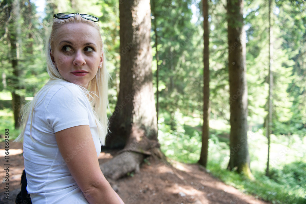 Focus On Facial Features And Sunglasses In Forest Focus On Facial Features And Sunglasses In Forest