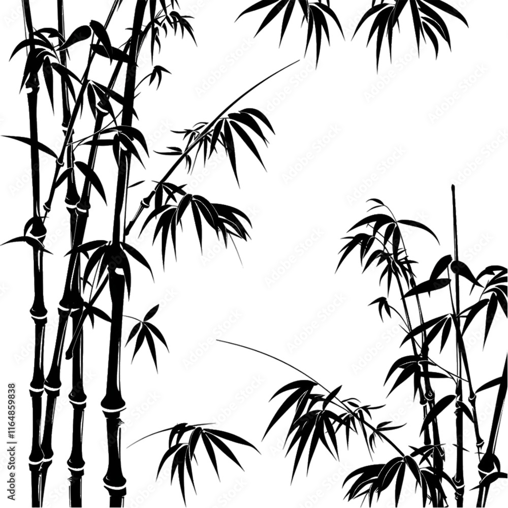 Obraz premium Bamboo Frames Design Square Icon Isolated on Transparent Background