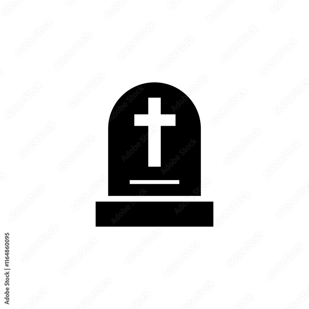 Grey Tombstone with cross icon,vector Grave icon simple flat black illustration for web and app..eps Grey Tombstone with cross icon,vector Grave icon simple flat black illustration for web and app..eps